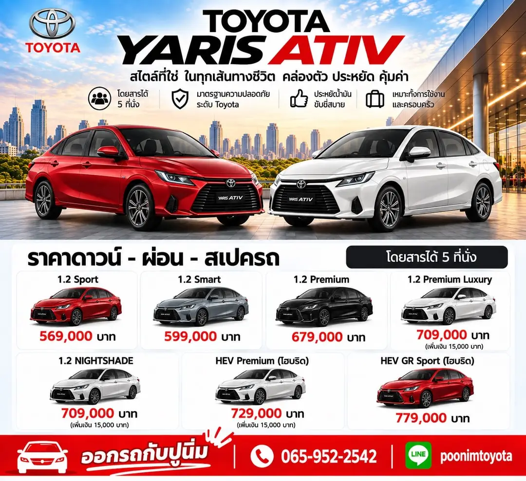 ใบราคา Yaris ATIV จากปูนิ่ม